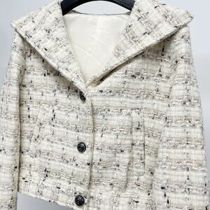 Women's Cream Tweed Collar Jacket
